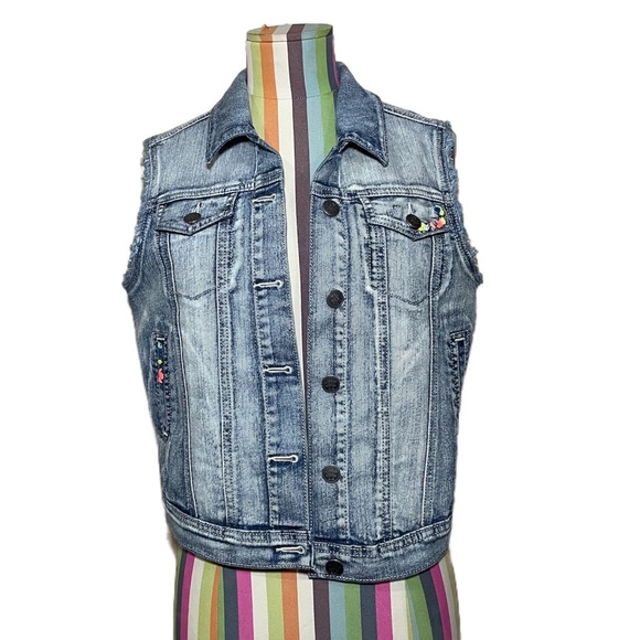 Jessica Simpson Distressed Denim Vest 0454
